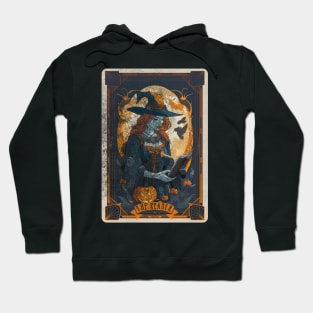 The Reader Retro Distressed Witch Halloween Tarot Card Hoodie